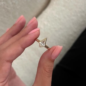 Unique Design Kite Cut Lab Grown <b>Diamond</b> <b>Ring</b> 18K Yellow Gold Bezel Set IGI Certified Wedding Engagement Trendy Women's Jewelry - Product Image 1