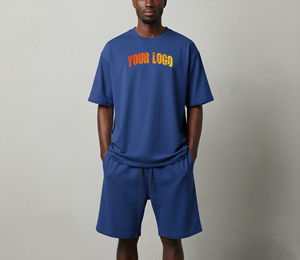 Custom Made Washed Vintage American Streetwear Men's Short Sleeve Shorts <b>Set</b> Distressed Custom Logo Casual Outdoor Travel <b>Set</b> - Product Image 4