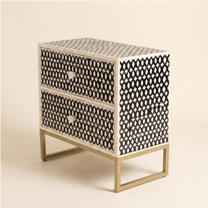 Mesa Auxiliar de Madera de Diseño Moderno con Incrustaciones de Hueso, Mesita de Noche o Mesita de Cabecera para el Hogar o la Oficina, Muebles para el Comedor - Product Image 4