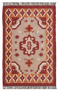 Tapis de sol inspiré de la nature, tissé à la main en jute et laine, kilim pour salon, chambre et bureau - Product Image 4