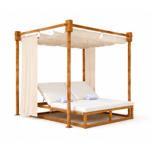 Cama de Día de Lujo de Madera para Exteriores con Toldo para Resort, Jardín, Patio, Piscina, Muebles de Descanso y Tumbona - Product Image 2
