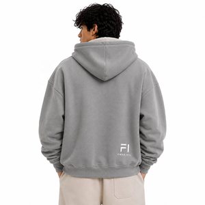 Sweat à capuche zippé double couche personnalisé pour homme, en polaire, style streetwear décontracté, avec poignets côtelés, poches avant, coupe classique, vente en gros B2B USA - Product Image 3