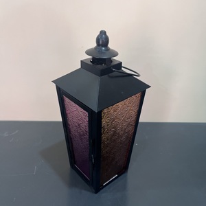 Vintage Black Metal Tapered Lantern Glass Decorative Candle Handmade Artisan Design for Ramadan <b>Eid</b> Wedding Home Table Decor - Product Image 2