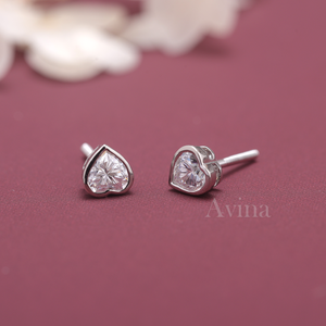 IGI Certified Lab Grown Diamond Heart Shape Stud Earrings 9K White / Yellow & Rose Gold Bezel Set Solitaire Diamond Earrings - Product Image 4