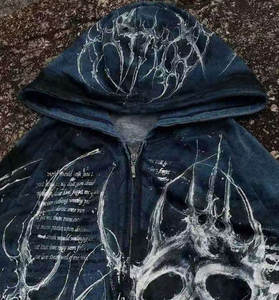 Sweat à Capuche Zippé Décontracté Homme 100% Coton à Manches Longues Imprimé Chrome Hearts, Version Hiver Chrome - Vente en Gros - Product Image 2