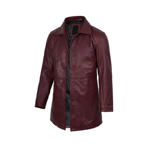 Leather <b>Long</b> <b>Coat</b> <b>Men</b> Full Length Button Front <b>Long</b> Sleeve Modern Eco-Friendly Breathable Trench Outerwear Casual Daily Fashion - Product Image 1