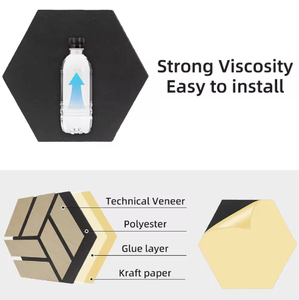 Panneaux acoustiques muraux insonorisants en placage de bois hexagonal auto-adhésifs modernes de haute densité pour la vente en gros - Product Image 6