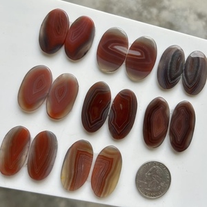 Natural Botswana Pink Banded Agate Oval Cabochon Charms Polished Striped Gemstone Pendant Findings for DIY Jewelry Making - Product Image 6