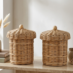 Cute Eco-Friendly Vintage Style Handmade Rattan Wicker Storage Box with Lid for Coffee Pods - Product Image 1