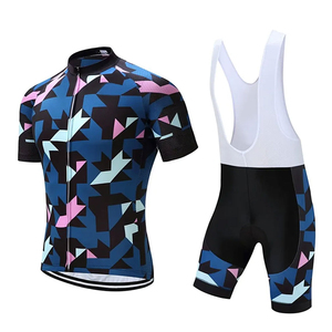Ensemble de maillot de cyclisme pour hommes, imprimé géométrique, vêtements de vélo à manches courtes, kit de sport respirant - Product Image 1