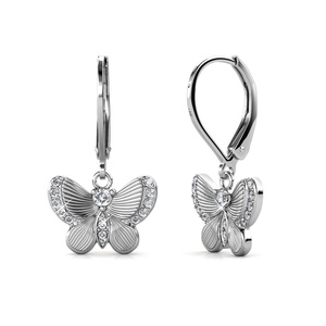 Boucles <span class=keywords><strong>d</strong></span>'oreilles pendantes à clip papillon Daisini ornées de cristaux <span class=keywords><strong>Swarovski</strong></span> Bijoux en argent 925 Boucles <span class=keywords><strong>d</strong></span>'oreilles plaquées or 18 carats - Product Image 4