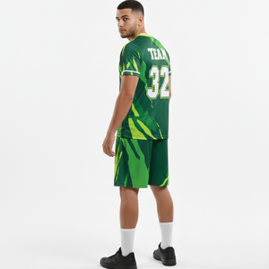 ชุดกีฬาฟุตบอลสีเขียว แห้งเร็ว ไม่เป็นขุย ชุดบาสเก็ตบอล เสื้อพร้อมกางเกงขาสั้น แบบสั่งทำพิเศษ พิมพ์ลายแบบ Sublimation Transfer - Product Image 6