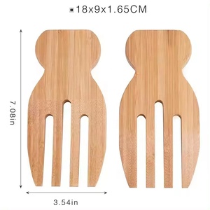 Utensilios de Bambú Ecológicos para Ensaladas, Cubiertos de Madera Prácticos para Servir Ensaladas, Tenedor Delarchi - Product Image 6