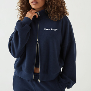 Sweat-shirt d'hiver personnalisé OEM/ODM en molleton 100 % coton épais avec double fermeture éclair, effet délavé, imprimé sur le devant, tendance - Product Image 1