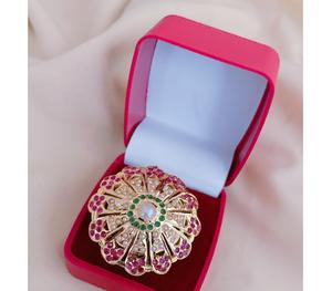 Alluring Designer Gold Plated Brass Moissanite <b>Adjustable</b> <b>Ring</b> for Women's Wedding and Party Wear - Product Image 1