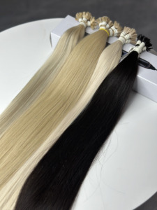 Extensions de cheveux naturels noirs à pointe I, lisses comme des baguettes, double épaisseur, cheveux humains vierges vietnamiens, kératine, vente en gros - Product Image 6