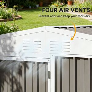 Warm Gray Outdoor Garden Metal Shed for <b>Tool</b> <b>Storage</b> & Organization - Product Image 2