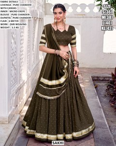 Lehenga Choli nupcial Noor-e-Magenta, largo hasta el suelo, tradicional, de Chanderi, para Diwali, bodas y fiestas, de secado rápido - Product Image 6