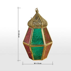 Wholesale <b>Mini</b> Moroccan Metal Candle Holder <b>Lantern</b> with Colorful Glass for Ramadan Tabletop and Hanging Decorations - Product Image 6