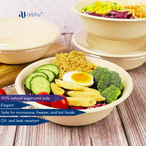 Sturdy Sugarcane Pulp Bowl Hot Safe Bagasse <b>Soup</b> <b>Container</b> Eco Friendly Biodegradable Reusable Style Disposable Dishware Bulk - Product Image 2