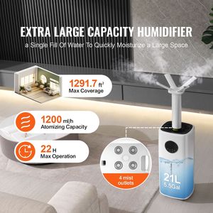 Umidificatore Commerciale Intelligente 21L (5.5 Gal) con Produzione di Nebbia Fredda 40.6 Oz/h, Vaporizzatore d'Aria Industriale per Grandi Ambienti fino a 1291.7 Piedi Quadrati - Modello Top - Product Image 2