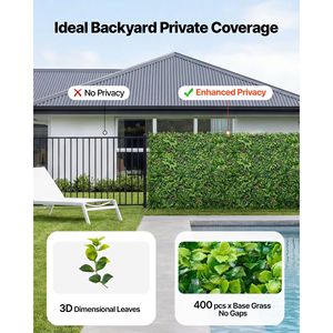 12 Pezzi Pannelli di Bosso Artificiale 20x20, Parete Vegetale, Sfondo Verde, Siepe per la Privacy, Recinzione, Piante Artificiali Verdi - Product Image 3