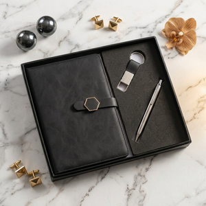 Aurelux RE041 – Étui de luxe en similicuir A5 multicolore pour agenda, avec stylo et porte-clés, pour usage professionnel, logo personnalisé, cadeau d'entreprise - Product Image 3