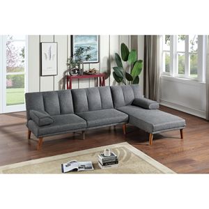 Chaise Longue Ajustable de Polifibra Azul Grisáceo, 1 Pieza, Patas de Madera Maciza, Sofá de Felpa para Sala de Estar - Product Image 6