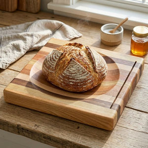 Planche à découper en bois de hêtre allemand de haute qualité, écologique, sur mesure, ronde et concave, design moderne, fabriquée à la main - Product Image 1