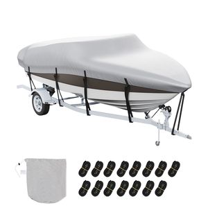 Telo Copribarca Impermeabile 20FT 22FT in Oxford PU 600D Grado Marino, Nuovo Modello 2022 con Cinghie a Fibbia per Motore, Poliestere Impermeabile 600D - Product Image 1