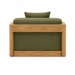 Fauteuil de relaxation en teck massif avec coussin rembourré, meuble d'appoint pour salon intérieur - Product Image 3