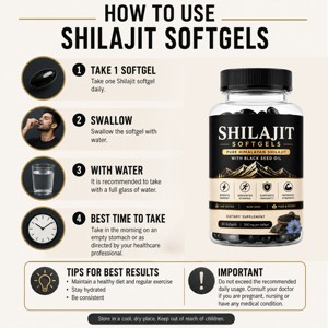 OEM/ODM Hot Selling Himalayan <b>Shilajit</b> + Black Seed <b>Oil</b> Softgels 30 Count Premium <b>Shilajit</b> Softgel for Energy & Stamina Support - Product Image 3