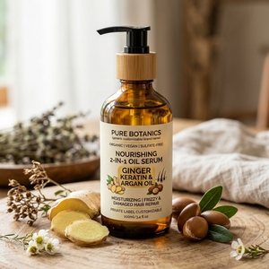 Aceite 2 en 1 Personalizable de Marca Privada, Orgánico, Vegano, Sin Sulfatos, con Jengibre, Queratina y Argán, Nutritivo e Hidratante para Cabello Encrespado y Dañado - Product Image 2