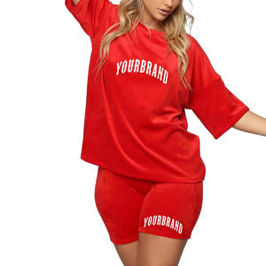 Ensemble T-shirt et short en coton pour femme, service OEM, vêtements d'été, ensemble T-shirt et short pour femme - Product Image 6