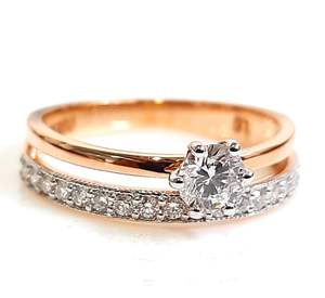 Anillo de Compromiso de Diamantes Djewels, Oro de 14K, Corte Brillante Cultivado en Laboratorio, Certificado IGI, Estilo Lujoso para Mujer, Engaste de Puntas, Logotipo Personalizado - Product Image 1