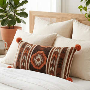 Housse de coussin lombaire en coton bleu Kilim avec motif d'inspiration turque pour canapé-lit et coin lecture - Product Image 4