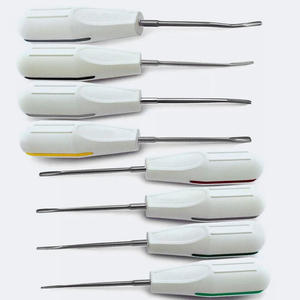 Élévateur dentaire manuel pour extraction radiculaire, chirurgie buccale, conforme MOL, manche blanc, 8 pièces, acier inoxydable allemand, par Dentavex - Product Image 1