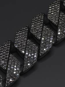 Bracelet en argent 925 pour homme, style hip-hop, avec chaîne serpent et micro-pavé de diamants noirs taille brillant ronde - Product Image 4