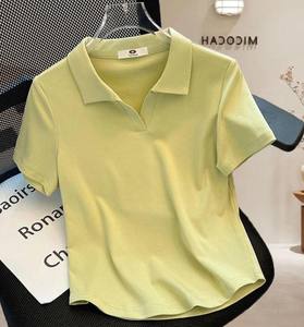 T-shirts pour femmes en coton tricoté Oxford, coupe ajustée, haute qualité, personnalisables, vente en gros, collection été - Product Image 2