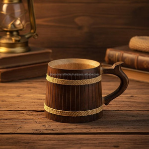 Mug à café en bois traditionnel, produit d'exportation de haute qualité d'Inde, artisanat culturel, objet de verrerie. - Product Image 2