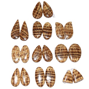 พลอย Aragonite Cabochon คู่แบบธรรมชาติ,พลอยฟรีไซส์สำหรับทำเครื่องประดับ DIY - Product Image 2