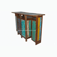 Ensemble de bar en bois de bateau recyclé et récupéré, table de bar pour la maison, bar commercial, extérieur, hôtel, cuisine, pliable, durable, écologique