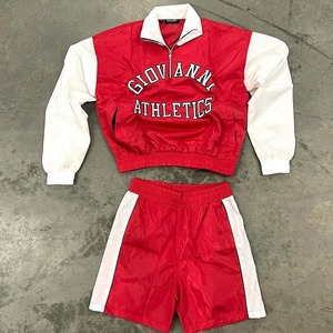 Custom Men's Two-Piece Windbreaker Short Jacket Set Nylon <b>Polyester</b> Street wear Embroidery Solid Contrast Color <b>Tracksuit</b> Short - Product Image 3