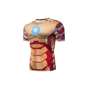 Camiseta de Manga Corta para Hombre, Estampado de Iron Man, Corte Ajustado, Secado Rápido, Cuello Redondo, Diseño Casual - Product Image 4