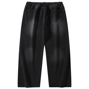 Pantalones Vaqueros Rectos de Primera Calidad en Negro Grisáceo con Lavado Vintage, 100% Algodón, Moda Casual, Corte Regular - Product Image 6