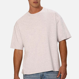 T-shirt surdimensionné en coton épais avec logo personnalisé, style vintage délavé, coupe ample, streetwear urbain, vêtements décontractés pour hommes - Product Image 1