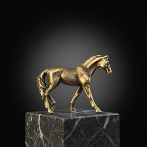 Figura de Caballo de Latón Sólido Hecha a Mano, Estatua Decorativa de Animal para Decoración del Hogar, Sala de Estar y Oficina - Product Image 3