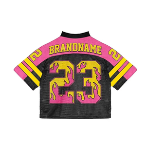 เสื้อฟุตบอลตาข่ายแบบครอป หมายเลข 23 ลายเปลวไฟ คอวี ยูนิเซ็กส์ เสื้อกีฬา ดีไซน์แบบซับลิเมชั่น ระบายอากาศได้ดี ผลิตจากวัสดุโพลีเอสเตอร์ - Product Image 2