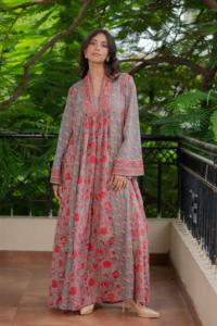 Vestido Largo con Estampado Floral y Cuello en V para Mujer, Manga Larga, Estilo Boho Holgado, Casual de Verano, 100% Algodón Ecológico con Borlas - Product Image 2
