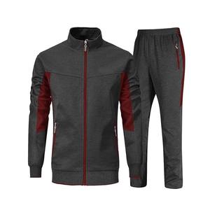 Unisex Dark Gray Red Solid Streetwear Tracksuit Full <b>Zip</b> <b>Hooded</b> Collar Sporty Jogger Set Breathable Lightweight Reversible - Product Image 1
